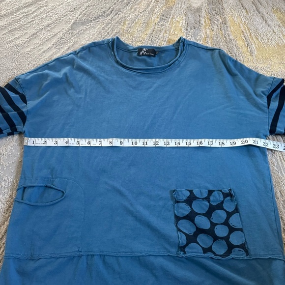 Fenini matching set lagenlook long sleeve pull on balloon pants blue medium - Picture 4 of 12